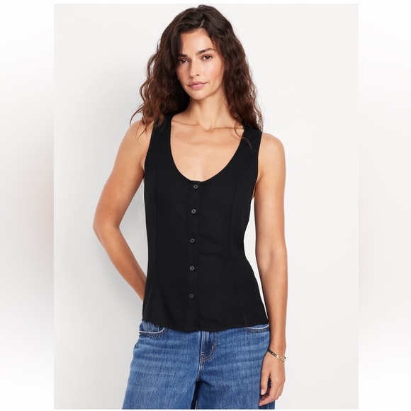 Old Navy Tops - NWT Old Navy Button-Down Crepe Swing Top, Size Large, Black Jack